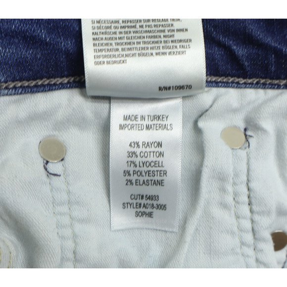 Agolde Women's Sophie Mid Rise Raw Hem Stretch Blue Jeans Sz 33 x 27 - Picture 9 of 11